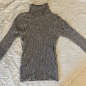 SHEIN Gray Ribbed Turtleneck Sweater